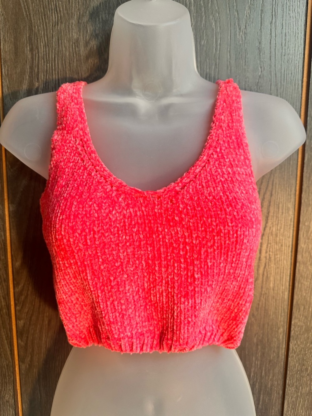 Fashion Nova Hot Pink Chenille Crop Tank